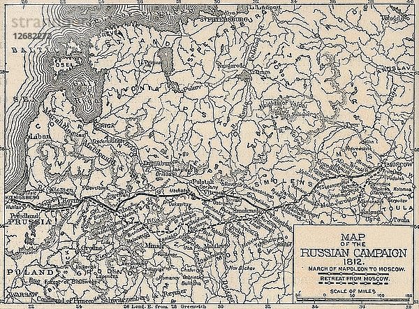 Karte des Russlandfeldzugs  1812  (1896). Künstler: Unbekannt.