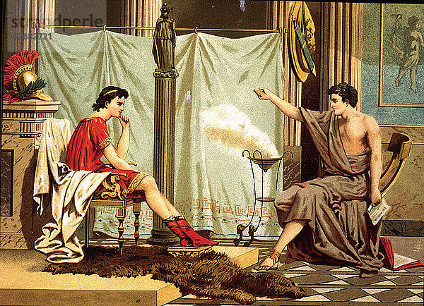 Aristoteles (384-322.v.Chr.)  griechischer Philosoph  mit seinem Schüler Alexander dem Großen (356-323 n.Chr.) chro?