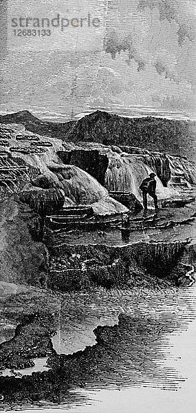 Die heißen Quellen am Gardiners River  1883. Künstler: Unbekannt.