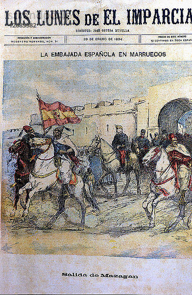 Krieg von Marokko  die spanische Botschaft verlässt die Stadt Mazagan  um sich mit dem Sultan von Marokko am ?