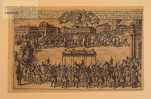 Prozession von der St. Bartholomäus-Kathedrale nach der Krönung von Leopold II. in Frankfurt