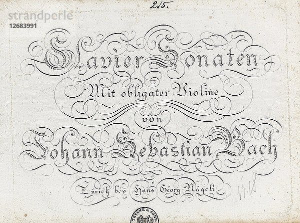 Titelblatt der sechs Sonaten für Violine und obligates Cembalo  zwischen 1800 und 1805.