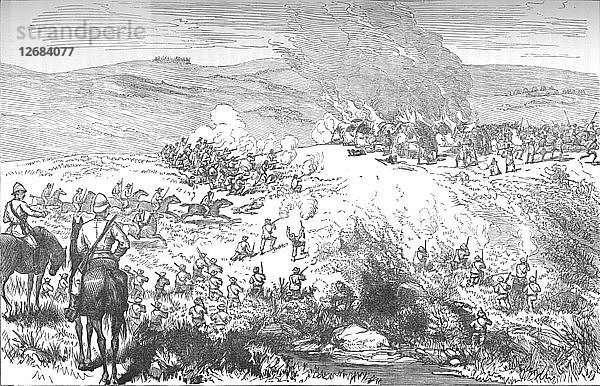 Kampf zwischen den Galekas und den Fingoes am Butterworth River  4. Oktober 1877  um 1880. Künstler: Unbekannt.