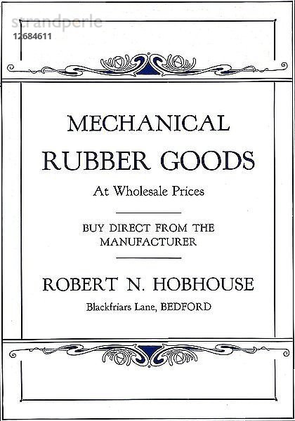 Mechanische Gummiwaren - Robert N. Hobhouse Anzeige  1916. Künstler: Unbekannt.