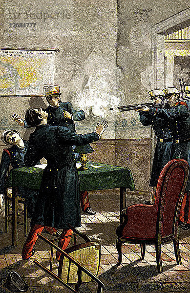 Aufstand von 1866  Meuterei oder Revolte der Unteroffiziere in der Kaserne San Gil in Madrid am 22. Juni 186?