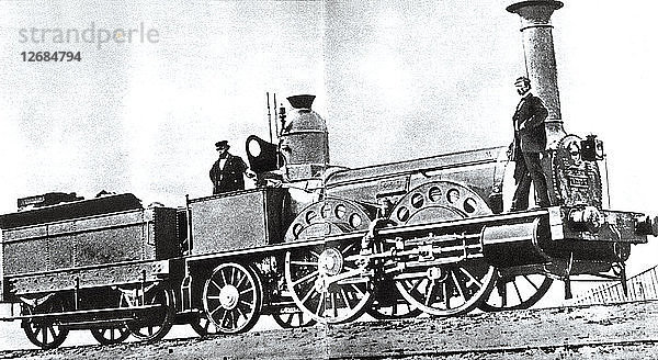 Eine der ersten Eisenbahnmaschinen  die in Großbritannien hergestellt wurde  hatte eine Geschwindigkeit von 55 Kilometern pro Stunde.