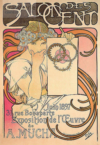 Plakat für den Salon des Cent. Alphonse Mucha Ausstellung   1897.