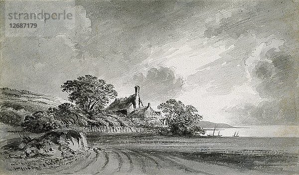 Eine Hütte am Ufer eines Sees  18. Jahrhundert. Künstler: John Baptist Malchair.