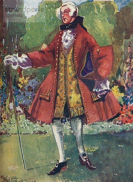 Ein Mann aus der Zeit Georgs II.  1907. Künstler: Dion Clayton Calthrop.