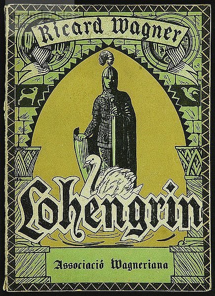 Umschlag des Librettos von Lohengrin von Richard Wagner. Barcelona  Associació Wagneriana  1926.