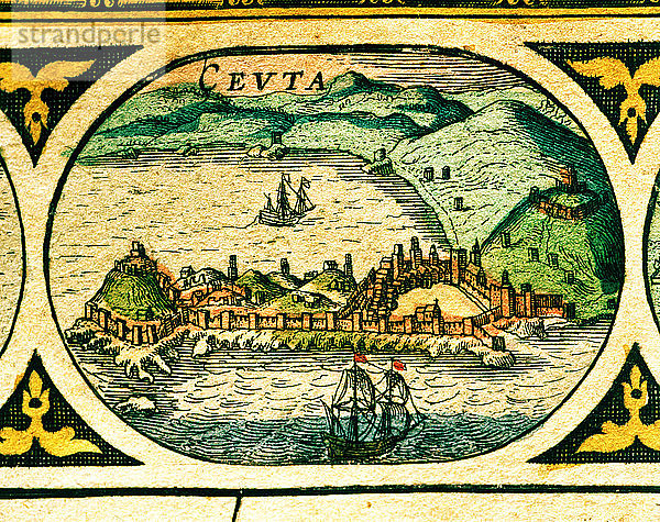 Ceuta  kolorierter Kupferstich aus dem Buch Le Theatre du monde oder Nouvel Atlas  1645  erstellt  pr?