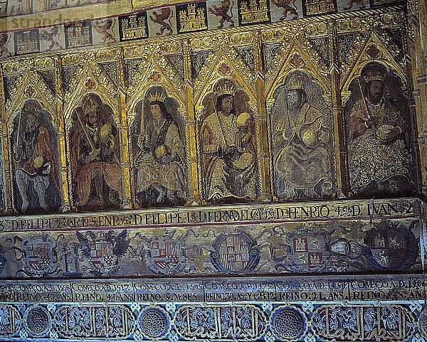 Alcazar von Sevilla  Saal der Botschafter  Detail der Gemälde  auf denen die Könige Johannes II.  Henr?