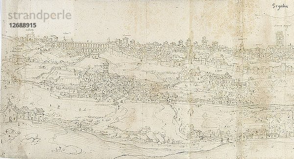 Panoramablick auf Segovia von Osten  um 1560-1570. Künstler: Anthonis van den Wyngaerde.