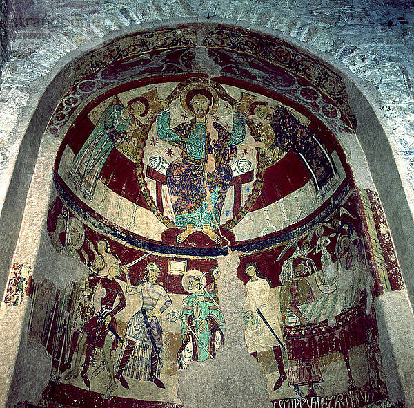 Gemälde in der Apsis der Kirche Santa María de Terrassa mit Pantokrator.