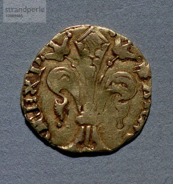 Mig Flori (katalanischer Name)  Münze aus der Regierungszeit von Peter III  geprägt in Barcelona  Rückseite.