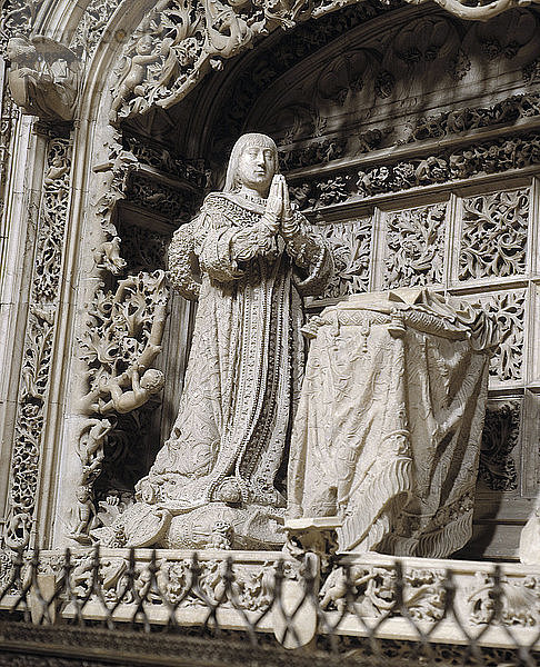 Statue von Alfonso  Infant von Kastilien (1453-1468) in seinem Grab in der Kartause von Miraflores.