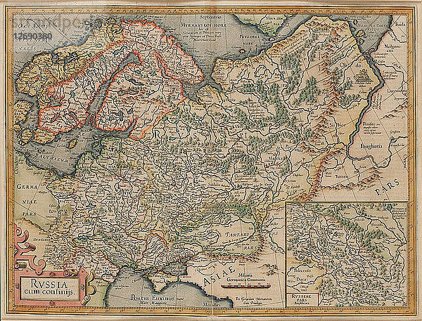 Russland cum Confinijs. Karte von Russland  um 1595.
