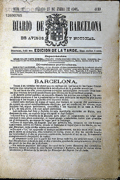 Titelseite des Diario de Barcelona Nº. 27 vom 27. Januar 1905.
