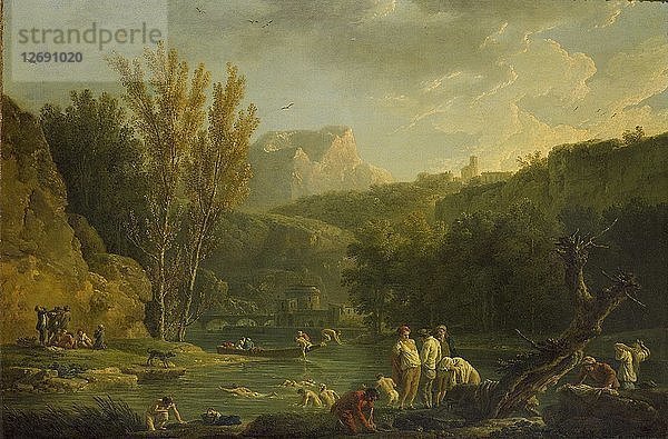 Fluss-Szene mit Badenden  1768-1770. Künstler: Claude-Joseph Vernet.