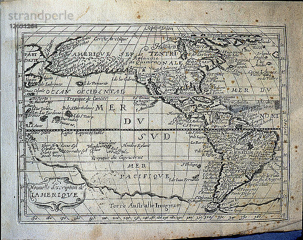 Karte der Amerikas  französischer Stich von 1667.