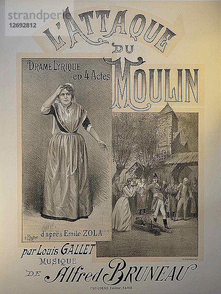 Plakat für die Oper Lattaque du moulin von Alfred Bruneau  1893.
