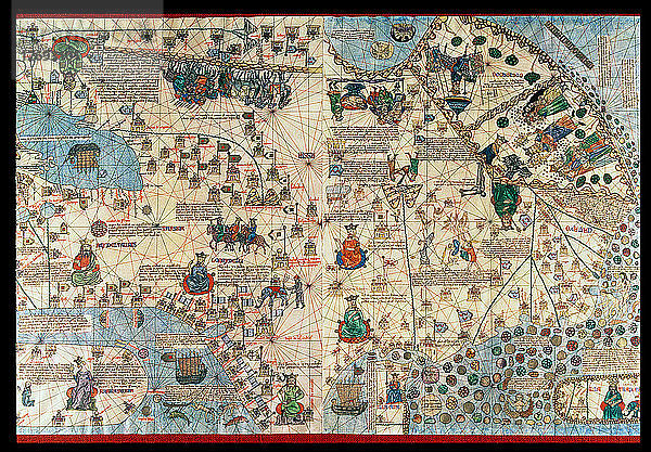 Katalanischer Atlas (1375)  Detail von Asien  Reproduktion aus dem Marinemuseum von Madrid.