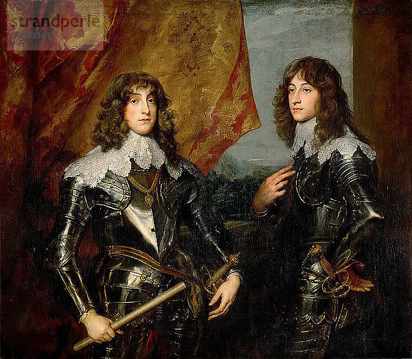 Karl I. Ludwig (1617-1680)  Kurfürst von der Pfalz  und sein Bruder  Prinz Rupert bei Rhein (1619-168)