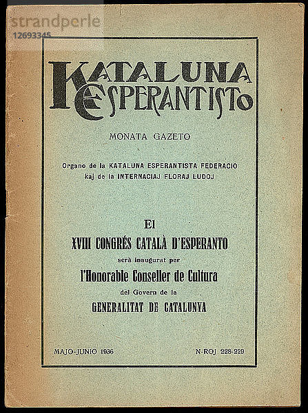 Offizielles Programm des 18. Esperanto-Kongresses in Manresa  Mai 1936.