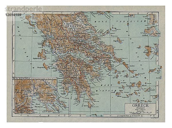 Karte des antiken Griechenlands  um 1910. Künstler: Emery Walker Ltd.