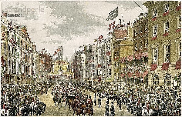 Prozession am Strand  Westminster  London  1863. Künstler: Unbekannt.