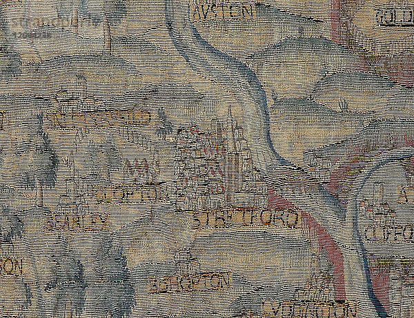 Der Wandteppich von Sheldon: Karte von Warwickshire  Detail: Stratford  1580er Jahre.