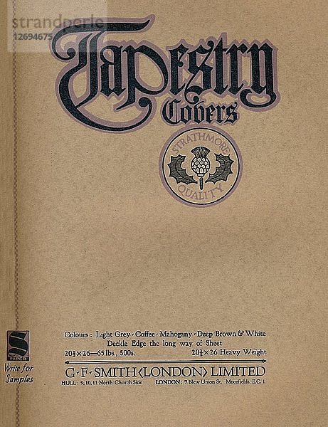 Wandteppich-Abdeckungen - G. F. Smith (London) Limited Anzeige  1919. Künstler: Unbekannt.