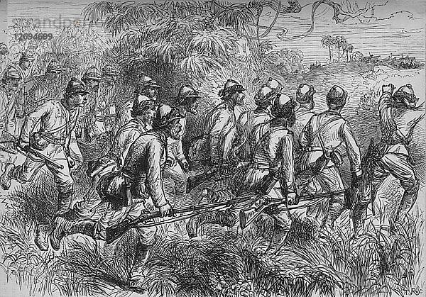 Vormarsch der Highlanders  um 1880. Künstler: T.R.