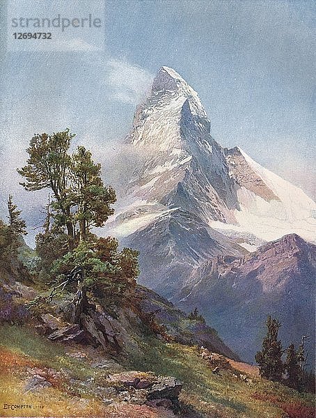 Das Matterhorn vom Riffelberg aus  1917. Künstler: C. Angerer & Goschl.