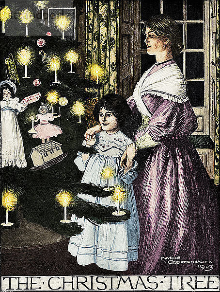 Der Weihnachtsbaum  1903 (1903). Künstler: Maurice Greiffenhagen.