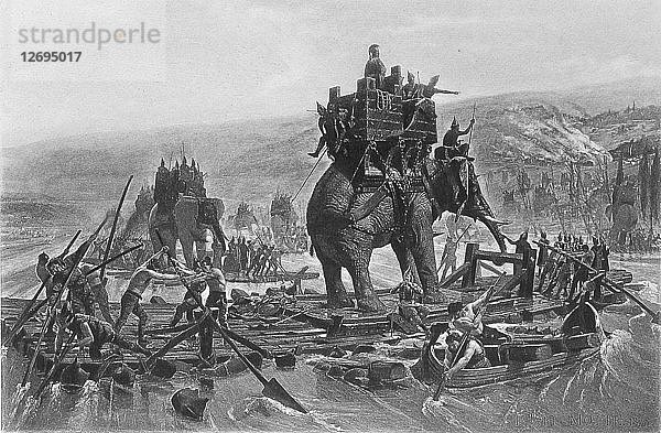 Hannibal bei der Überquerung der Rhone  1878.