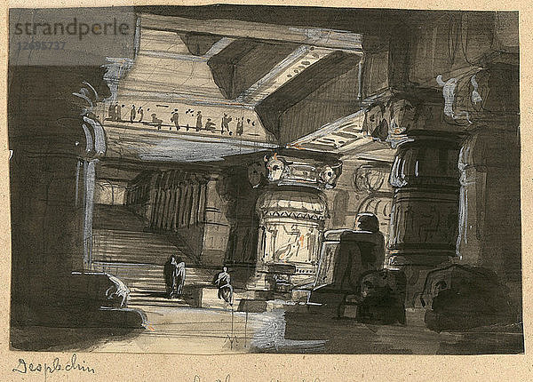 Bühnenbild für die Oper Die Zauberflöte von Wolfgang Amadeus Mozart  Théâtre Lyrique in Paris.