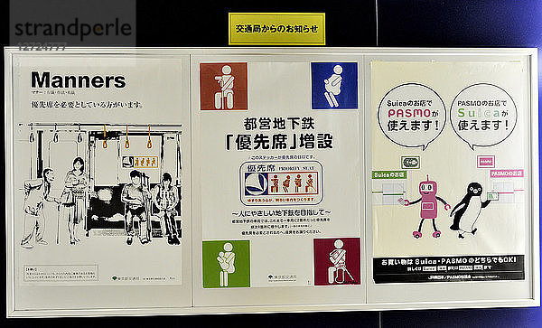 Japan  Tokio  Empfehlungstafel in der U-Bahn