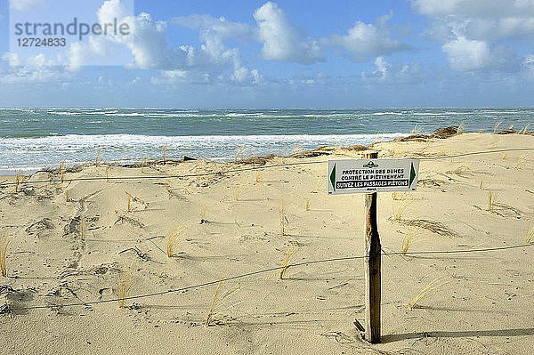 Frankreich  Südwestfrankreich  Bucht von Arcachon  Schutz gegen Dünenerosion