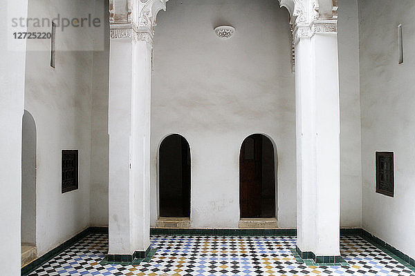 Koranschule Medersa Ben Youssef  gegründet von dem merinidischen Sultan Abu al-Hassan. 1570. Marrakech. Marokko.