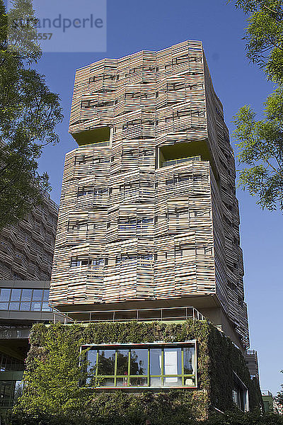 Frankreich  Paris  Parc Clichy-Batignolles-Martin Luther King  Holzverkleidung an einem Gebäude  Öko-Viertel