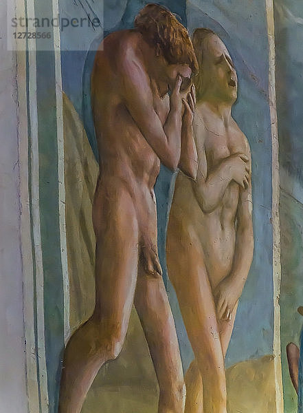 Italien  Toskana  Florenz  Kirche Santa Maria del Carmine  Capella Brancacci  Masaccios Fresko Die Vertreibung