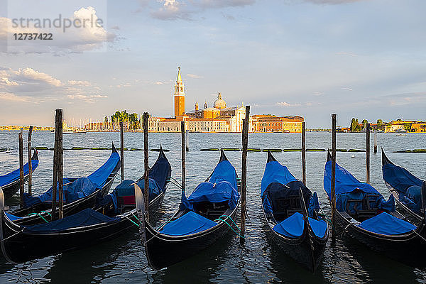 Italy  Venice  Gondolas at San Giorgio Maggiore in the evening
