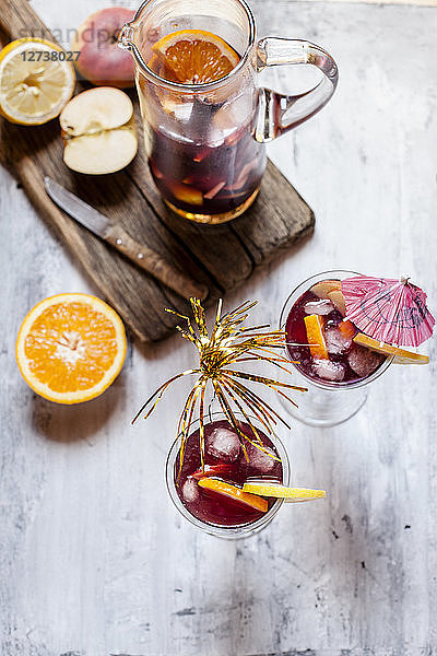 Sangria with fresh fruits