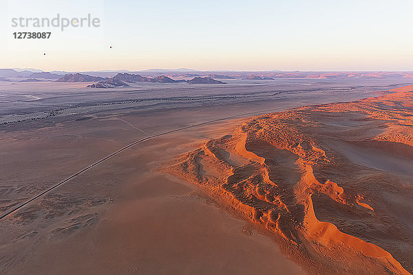 Africa  Namibia  Namib desert  Namib-Naukluft National Park  Aerial view of desert dunes  air balloons