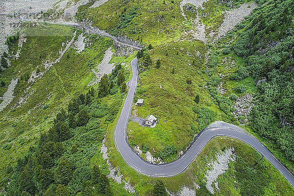 Switzerland  Graubuenden Canton  Aerial view of Albula Pass