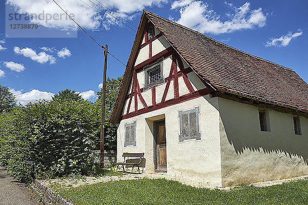 Germany  Baden-Wurttemberg  Sigmaringen district  half-timbered house at Inzigkofen monastery