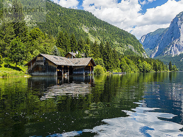 Austria  Styria  Altaussee  boathouse at Altausseer See