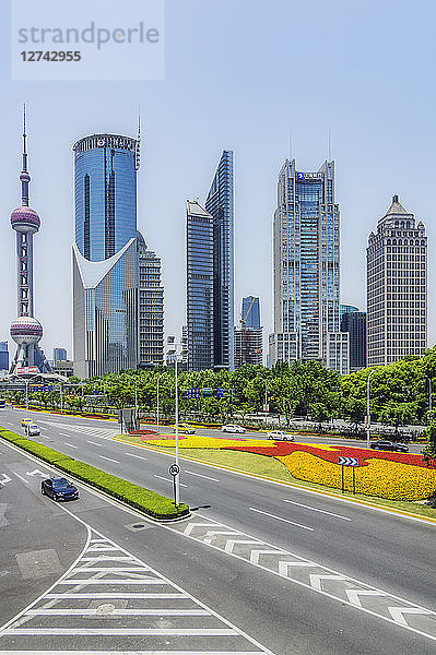 China  Shanghai  Lujiazui  view to skyline