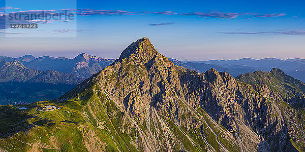 Germany  Bavaria  Allgaeu  Allgaeu Alps  Fiderepass hut and Hammerspitze